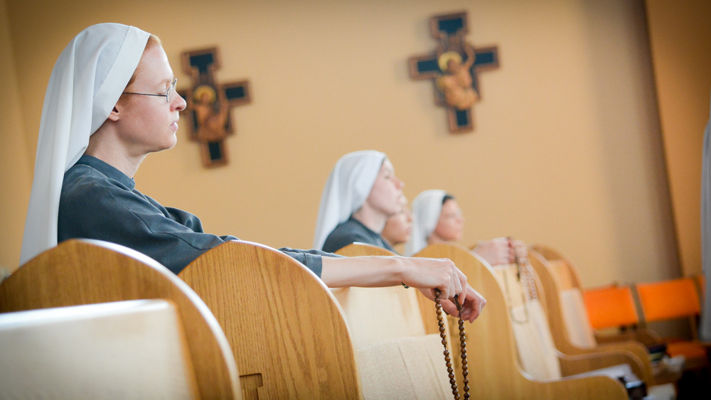 Sisters Praying the Rosary in Father of Mercy Chapel